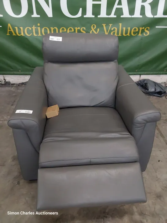 QUALITY ITALIAN DESIGNER ADRIANO POWER RECLINING EASY CHAIR CHARCOAL LEATHER 