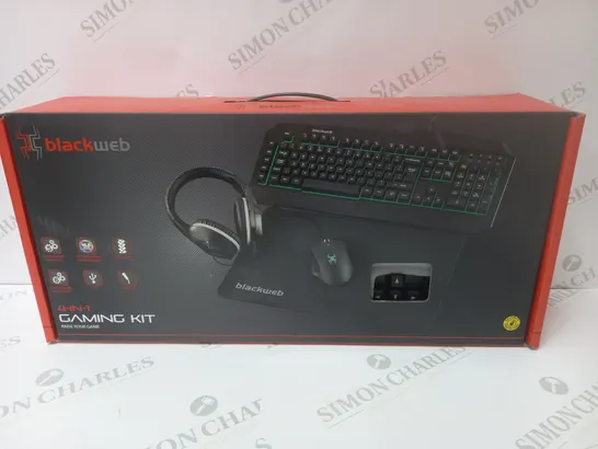 BRAND NEW BOXED BLACKWEB 4 IN 1 GAMING KIT INCLUDING KEYBOARD, MOUSE AND HEADSET