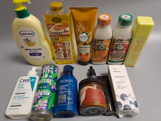 LOT OF 13 ASSORTED HEALTH AND BEAUTY ITEMS TO INCLUDE GARNIER HAIR FOOD AND REDKEN SHAMPOO