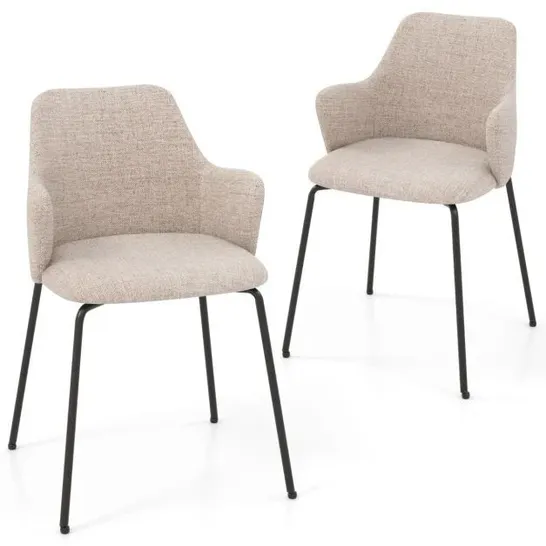 BOXED COSTWAY DINING CHAIRS SET OF 2 UPHOLSTERED ACCENT CHAIRS WITH CURVED BACKREST - WHITE