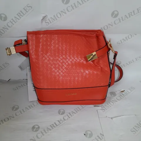 RIVER ISLAND WOVEN PATTERN FAUX LEATHER BAG IN ORANGE ONE SIZE 
