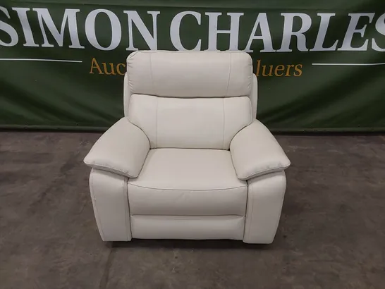 QUALITY DESIGNER ITALIAN MADE PATRIZIO WHITE LEATHER ARMCHAIR