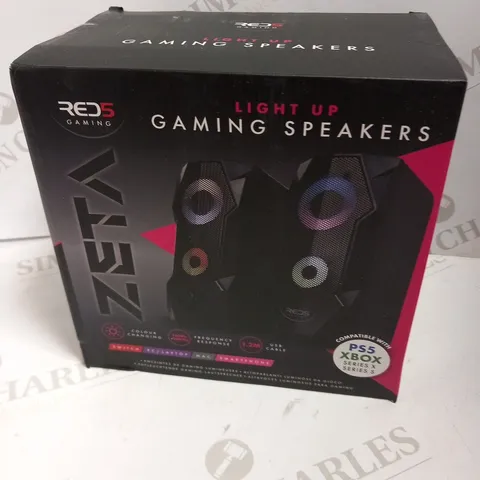 BOXED RED 5 ZETA LIGHT UP GAMING SPEAKERS