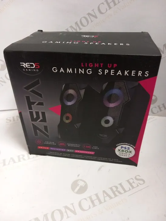 BOXED RED 5 ZETA LIGHT UP GAMING SPEAKERS