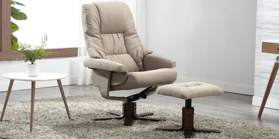 BOXED DESIGNER SWIVEL PUMICE FABRIC RECLINING CHAIR 