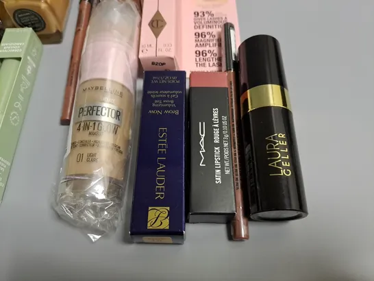 LOT OF 18 ASSORTED MAKE UP ITEMS TO INCLUDE MAYBELLINE PERFECTOR GLOW MAKEUP, ESTEE LAUDER BROW TINT AND L.A.GIRL FOUNDATION