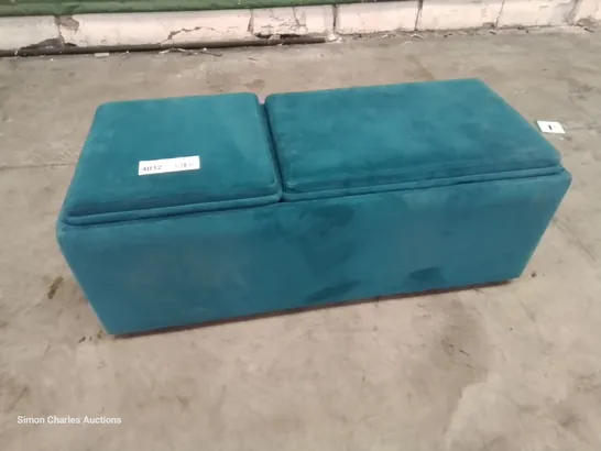 QUALITY BRITISH DESIGNER LOUNGE Co. STORAGE FOOTSTOOL PLUSH TURQUOISE FABRIC 