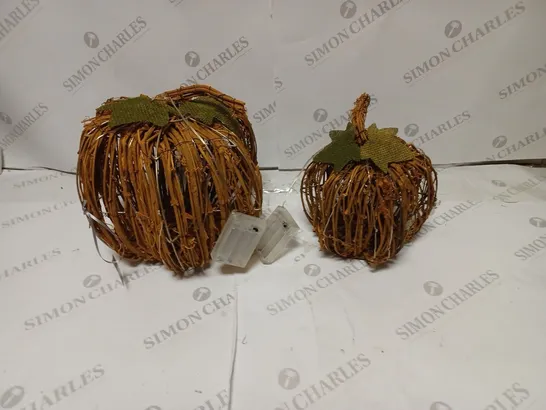 HEAVEN SENDS 2 WICKER PUMPKINS WITH LIGHTS - NATURAL RRP £49.99