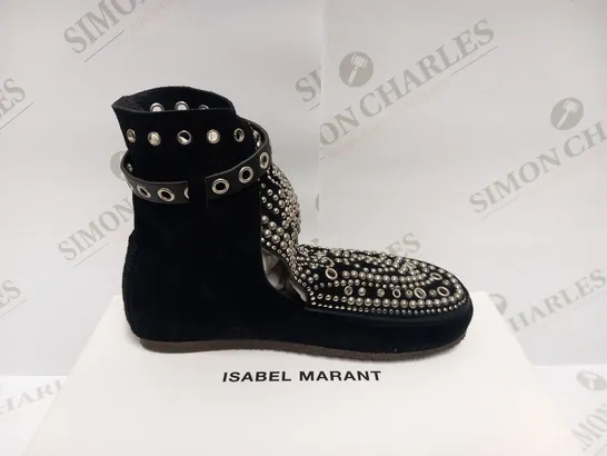 BOXED PAIR OF ISABEL MARANT MORLEY STUDDED SHOES CALF VELVET LEATHER SIZE 36