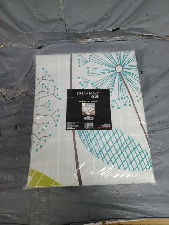  ALLIUM KINGSIZE DUVET SET IN TEAL/GREEN 