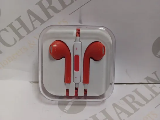 BOXED RED/WHITE WIRED EARBUDS WITH HEADPHONE JACK