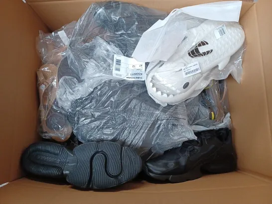 BOX OF APPROX 21 ASSORTED SHOES TO INCLUDE - SHARK SANDAL - NIKE AIR MAX TRAINER IN BLACK - NEW LOOK FLAT SANDAL ECT 