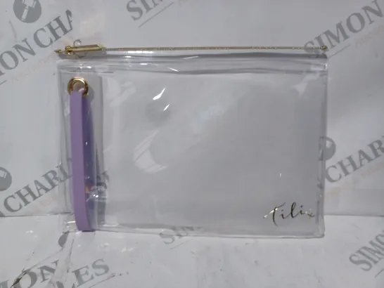 APPROXIMATELY 5 ASSORTED TILI TRANSPARENT ZIP-UP COSMETIC STORAGE POUCHES