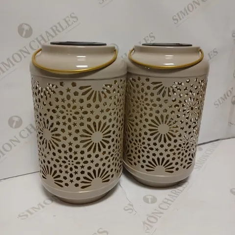 GARDEN REFLECTIONS SET OF 2 PATTERNED SOLAR LANTERNS, FLOWER