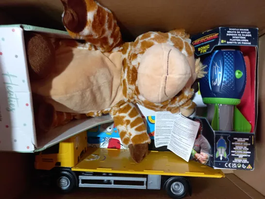 BOX OF APPROXIMATELY 5 ASSORTD TOYS AND GAMES TO INCLUDE MICRO PROTECTIVE HELMET, KNITTED SOFT TURTLE, MITRE IMPEL FOOTBALL SIZE 5, ETC