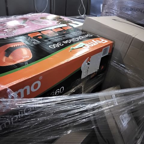 PALLET OF APPROXIMATELY 18 ASSORTED ITEMS TO INCLUDE  A MAKITA GA4530R ANGLE GRINDER,  FLYMO EASISTORE 300R ELECTRIC LAWNMOWER AND A FLYMO SIMPLIGLIDE 360 