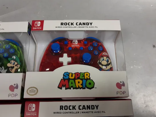 LOT OF 4 BOXED SUPER MARIO THEMED ROCK CANDY WIRED CONTROLLERS FOR NINTENDO SWITCH