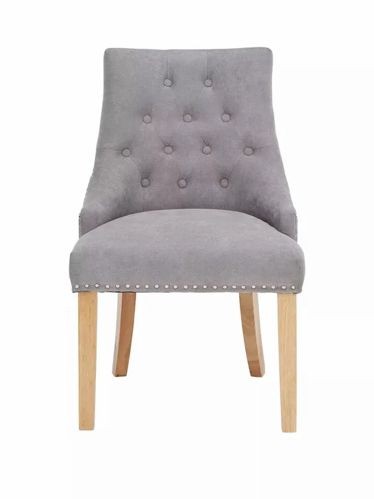 BOXED PAIR OF WARWICK GREY FABRIC DINING CHAIRS (1BOX) RRP £299.99