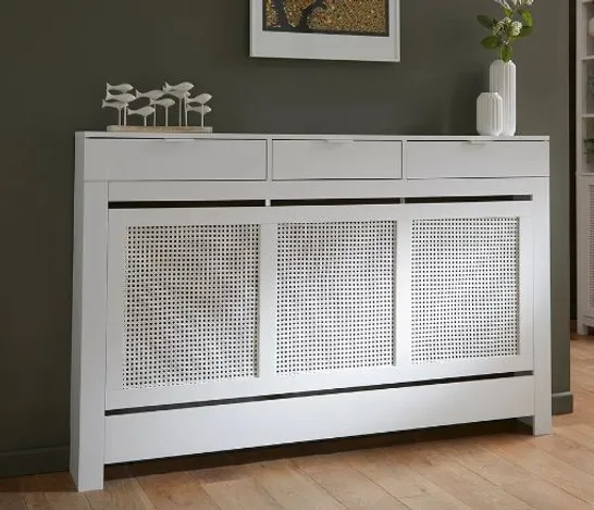 LLOYD PASCAL LARGE RADIATOR COVER WITH 3 DRAWERS - WHITE 