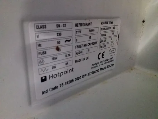 HOTPOINT RLA30 FUTURE UNDER COUNTER FRIDGE