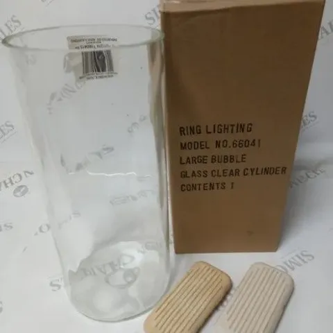 LARGE QUANTITY OF ASSORTED ITEMS TO INCLUDE 8 LARGE BUBBLE GLASS CLEAR CYLINDER, 11.5CM 41/2 RUBBER STOPS