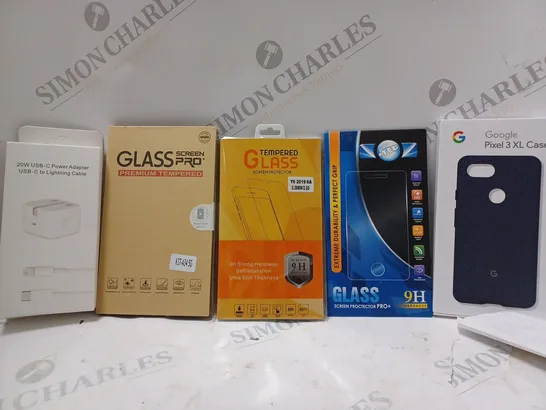 BOX OF APPROX 15 ASSORTED ITEMS TO INCLUDE - GOOGLE PIXEL 3 XL CASE - TEMPERED GLASS SCREEN PROTECTOR - GLASS SCREEN PRO ECT