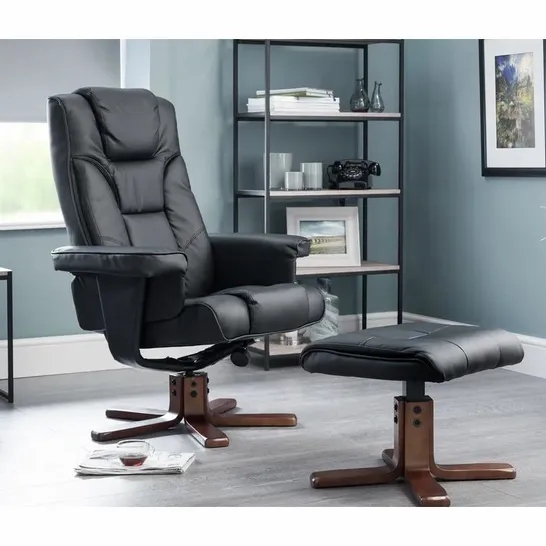 BOXED LANKFORD MALMO MANUAL SWIVEL RECLINER WITH FOOTSTOOL COLOUR: BLACK