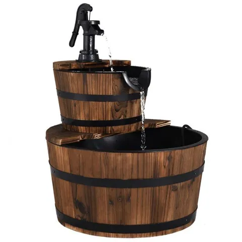 BOXED WOODEN WATER PUMP FOUNTAIN WITH WATER SPEED ADJUSTMENT FOR GARDEN