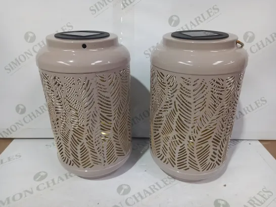 GARDEN REFLECTIONS SET OF 2 PATTERNED SOLAR LANTERNS