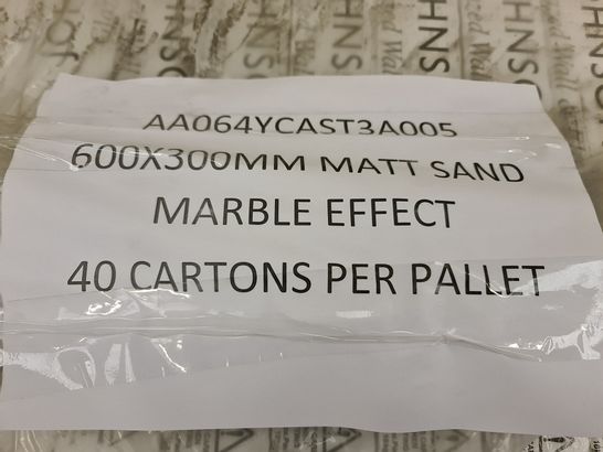 PALLET OF APPROXIMATELY 40 BRAND NEW CARTONS OF 5 CASTELLON MATT SAND MARBLE EFFECT TILES - 60X30CM