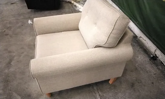 QUALITY DESIGNER BEIGE FABRIC ARMCHAIR 