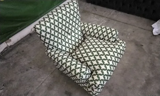 THE LOUNGE COMPANY GREEN/CREAM PATTERNED ARMCHAIR 