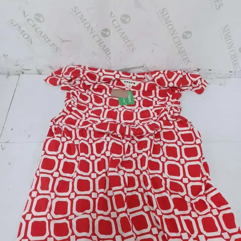 BODEN RED/WHITE BLOCK CUBE DRESS - 8R