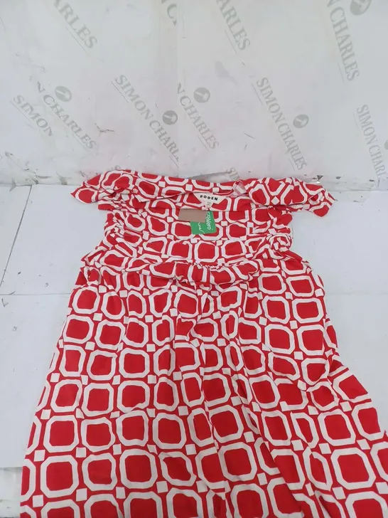 BODEN RED/WHITE BLOCK CUBE DRESS - 8R