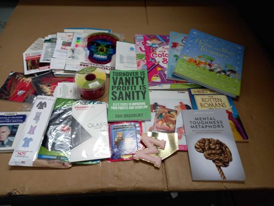 LARGE QUANTITY OF ASSORTED BITS AND BOBS TO INCLUDE BOOKS, CRAFT AND COLLECTABLE ITEMS
