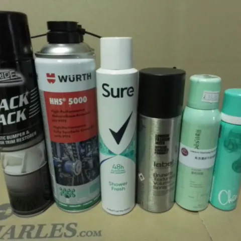 LOT OF 18 ASSORTED AEROSOLS TO INCLUDE DEODORANTS, BLACK PAINT AND CREEP OIL / COLLECTION ONLY
