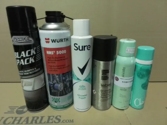 LOT OF 18 ASSORTED AEROSOLS TO INCLUDE DEODORANTS, BLACK PAINT AND CREEP OIL / COLLECTION ONLY