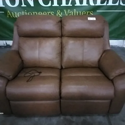 QUALITY BRITISH DESIGNER G PLAN KINGSBURY 2 SEATER ELECTRIC RECLINER DALLAS TAN LEATHER