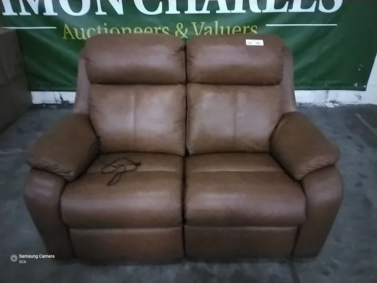 QUALITY BRITISH DESIGNER G PLAN KINGSBURY 2 SEATER ELECTRIC RECLINER DALLAS TAN LEATHER