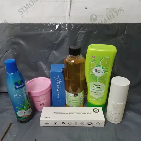 APPROXIMATELY 20 ASSORTED COSMETIC PRODUCTS TO INCLUDE HERBAL ESSENCES CONIDTIONER, GIVE ME SCALP TREATMENT, AND HAIR STRAIGHTENERS ETC. 