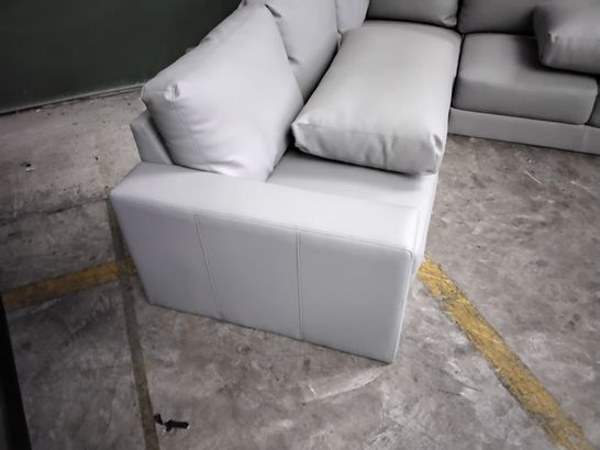 DESIGNER GREY LEATHER 4-SEATER CORNER SOFA