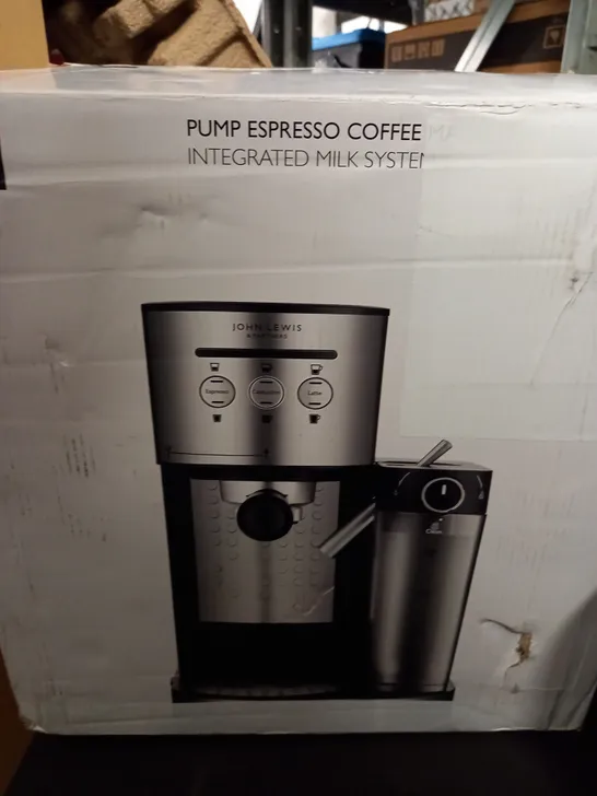 JOHN LEWIS PUMP ESPRESSO COFFEE INTEGRATED MILK SYSTEM