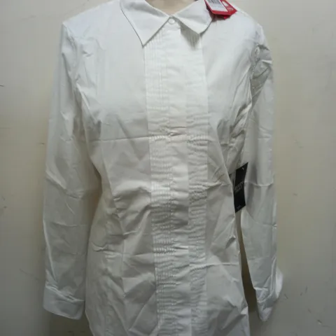 PURE COLLECTION COTTON PINUCK SHIRT IN WHITE - UK SIZE 18