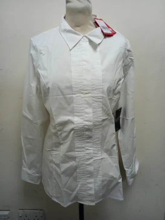 PURE COLLECTION COTTON PINUCK SHIRT IN WHITE - UK SIZE 18