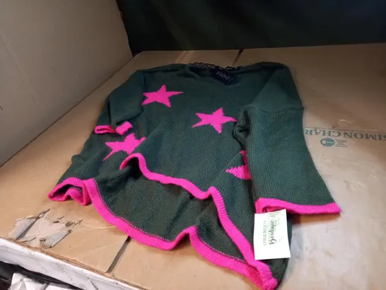 STUDIO ITALIA GREEN/PINK KNITTED CARDIGAN