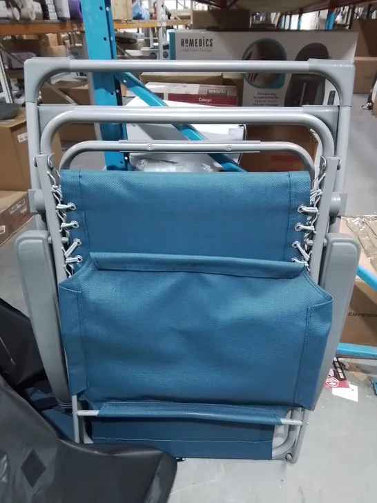 OUTDOOR FOLDING LOUNGE CHAIR IN TEAL - COLLECTION ONLY