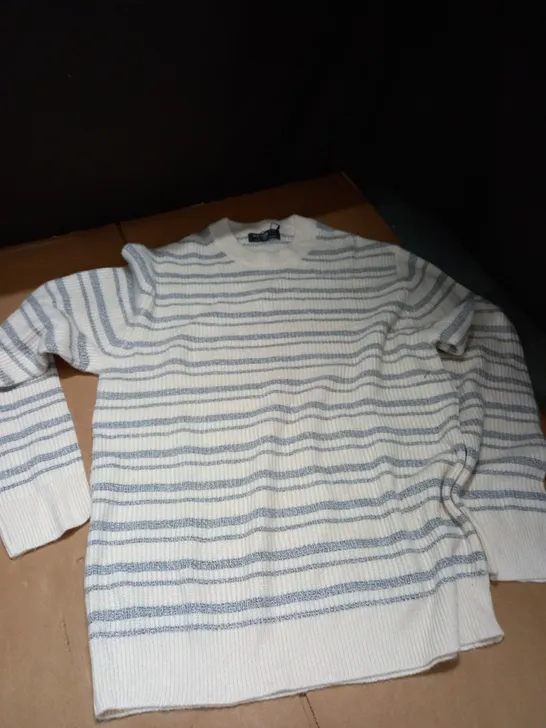 DESIGNER STRIPE PATTERNED LONG SLEEVE JUMPER - SIZE M