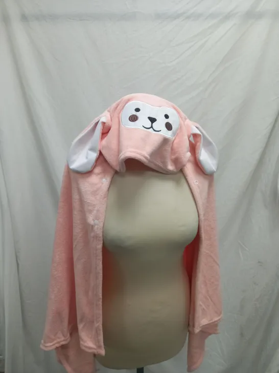 PINK BUNNY HOODED SLEEPING BLANKET / DRESSING GOWN 