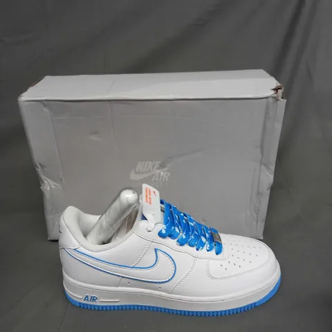 BOXED PAIR OF NIKE AIR FORCE 1 07 WHITE/SKY BLUE UK SIZE 6