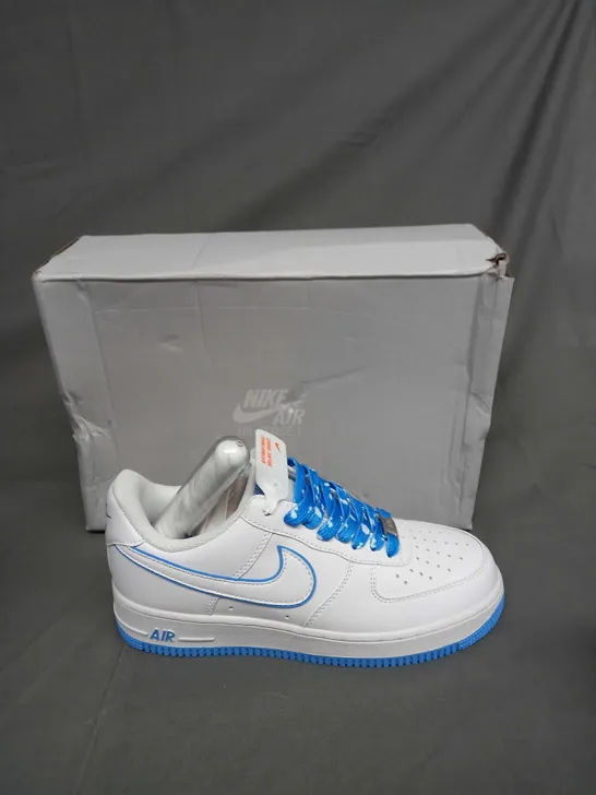 BOXED PAIR OF NIKE AIR FORCE 1 07 WHITE/SKY BLUE UK SIZE 6